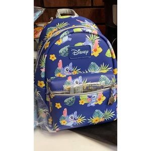 Loungefly Stitch Mini Backpack and Wallet Tropical Flower Bundle